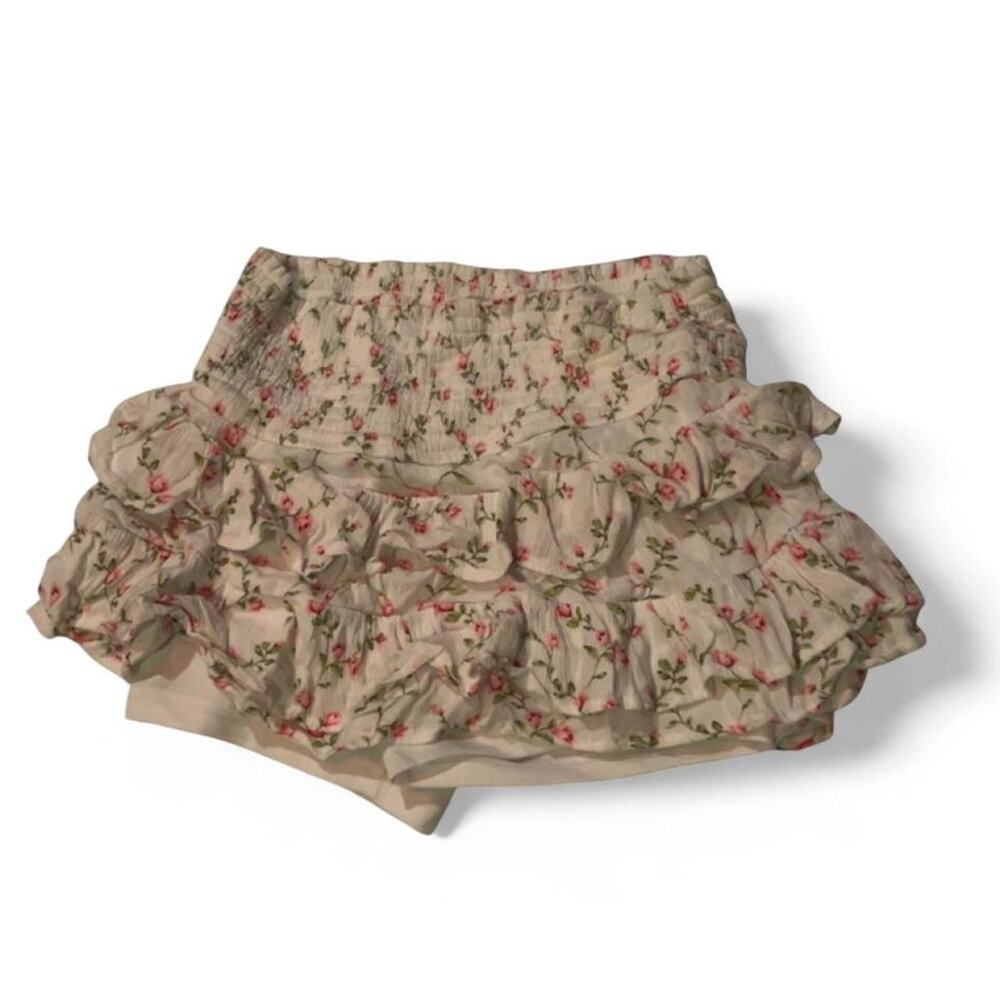 Forever 21 white floral ruffle skirt